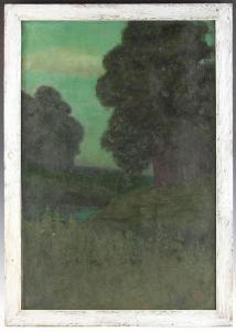 WUERPEL Edmund Henri,evening landscape with trees, flowers, and pond,1901,Kaminski & Co. 2018-12-29