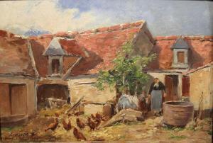 WUHRER louis 1800-1900,Cour de ferme avec poules,1895,Kahn & Associes FR 2019-05-24