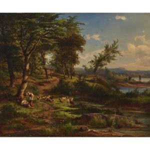 WUHRER louis 1800-1900,LANDSCAPE WITH FIGURES AND SHEEP,Waddington's CA 2017-01-26