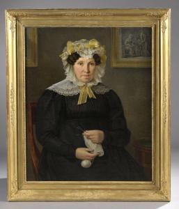 WULFFAERT Adrien 1804-1873,Portrait de femme à son ouvrage,1828,Daguerre FR 2022-02-11