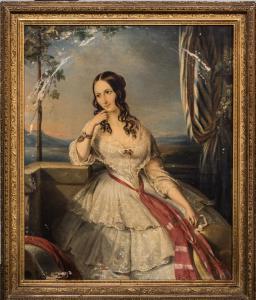 WULFFAERT Adrien,Portrait of Georgeana Arnold seated on a balcony i,1847,Gilding's 2018-12-04