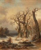 WULFING Carl 1812-1871,Romantische Landschaft mit kämpfenden Hirschen,Kastern DE 2014-05-31