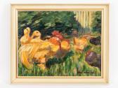 WURFFEL Hans 1884-1974,Hühner und Enten im Garten,Mette DE 2021-10-27