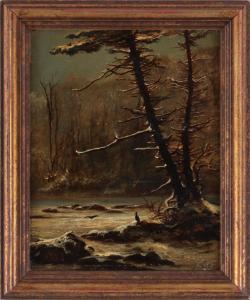 WUST Alexander 1837-1876,snowy river landscape with birds,South Bay US 2021-03-20