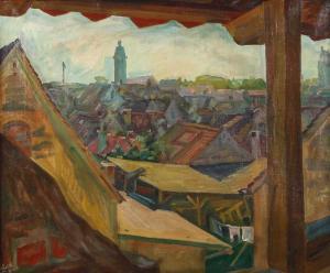 WUSTMANN Gustav 1873-1939,Blick von der Stadtmauer,1935,Mehlis DE 2020-02-27
