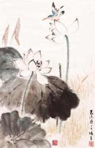 WUYIN Sun 1916-2002,Kleiner Vogel mit zwei Blüten,1979,Auktionshaus Dr. Fischer DE 2012-10-13