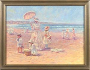 WYATT H 1819,Beach Scene with Woman and Children Playing,St. Charles US 2009-07-25