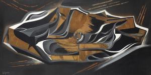 WYATT Leonard 1922-2008,Meteorite - Black & Gold,Eastbourne GB 2022-09-07