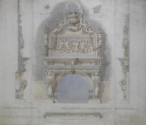 WYATT Matthew Digby,Three designs for a grand fireplace, from front, s,Woolley & Wallis 2007-10-17