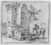 WYCK Thomas 1616-1677,Mann sein Pferd an einer Zisterne tränkend,Lempertz DE 2003-11-15