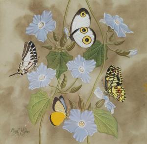 WYKES Nigel 1900-1900,Butterflies on Flowers,1983,Duggleby Stephenson (of York) UK 2021-06-03