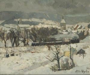 WYLER Otto 1887-1965,La ville d'Aarau en hiver,1952,Piguet CH 2022-06-15