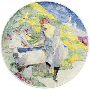 WYLER Otto 1887-1965,Mädchen am Brunnen,1926,Zofingen CH 2019-11-14