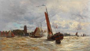 WYLLIE William Lionel 1851-1931,Boats on the river near Dordrecht,1882,Bonhams GB 2024-04-24