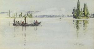 WYLLIE William Lionel 1851-1931,Fishing on a lake, early morning,Christie's GB 2011-05-18