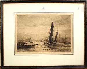 WYLLIE William Lionel 1851-1931,Sailing Barges on the River Thames,Tooveys Auction GB 2012-09-12