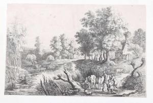 WYNGAERDE Frans van den 1614-1679,Das Dorf am Wasser und die Melkerin,Kastern DE 2019-01-19