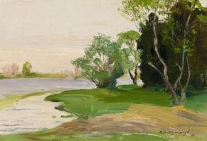 WYWIORSKI Michael Gorstkin 1861-1926,Sommerliche Uferlandschaft,Van Ham DE 2013-11-15