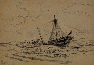 Xanthus Robert Smith 1839-1929,Sailboat at Sea,1892,Barridoff Auctions US 2023-11-18