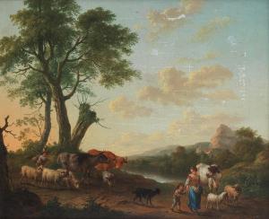 XAVERY Franciscus Xaverius,A drover with cattle and sheep before a stream,Bonhams 2021-10-26
