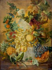 XAVERY Jacob 1736-1770,Flowers in a vase with fruits, a snake and a blue ,1761,Venduehuis 2019-11-13