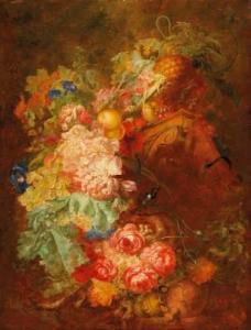 XAVERY Jacob 1736-1770,Large still life with roses, grapes and apples and,Van Ham DE 2009-05-15