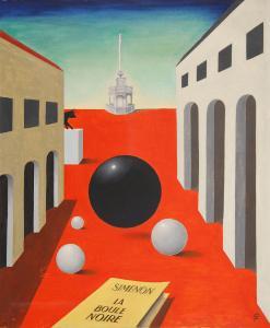 XHARDEZ Gaston 1924-1996,La boule noire à la manière de Giorgio De Chiric,1991,Brussels Art Auction 2020-11-17