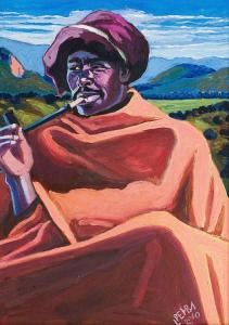 Xhosa Lizo Pemba,Man Smoking His Pipe,2010,Strauss Co. ZA 2017-11-27