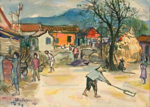 XI DEJIN Hsi Te chin 1923-1981,Village Scene,1956,Bonhams GB 2022-12-08