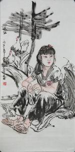 XI WEN 1933-2019,Girl and chickens,888auctions CA 2014-04-10