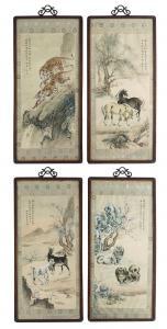 XIANGLAN GE,Chinese scroll paintings with tigers  horses, goat,John Moran Auctioneers 2019-07-21