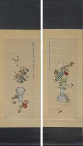 XIAOYU KONG 1899-1984,Two scrolls with still lifes of flower vases,Bruun Rasmussen DK 2023-02-06