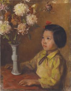 XUANFU QIN 1906-1998,Little Girl and Chrysanthemum,1944,Christie's GB 2011-11-27