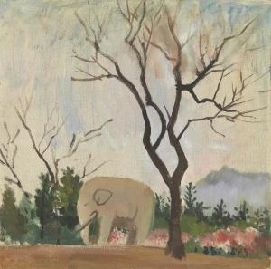 XUANFU QIN 1906-1998,Stone-Elephant Road at Ming-Emperor mausoleum,1984,Christie's GB 2011-11-27