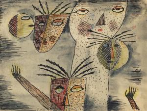 XUL SOLAR Alejandro 1887-1963,Cinco máscaras,1935,Sotheby's GB 2023-10-04