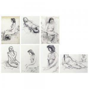 Y MENDOZA Sofronio 1936-2021,A Lot of Nude Sketches 7 sheets,1980,Leon Gallery PH 2022-10-23
