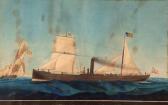 Y'PINA M B 1800-1900,Steam and Sail Vessel and Other Shipping off an Island,1879,Keys GB 2008-11-07