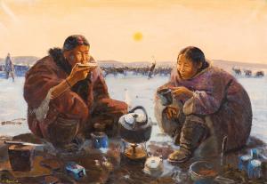 YAKOVLEV Andrey ALEKSEEVICH 1934-2012,Tea drinking. From the Chukotka series,1978,Sovcom 2021-11-16