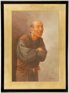 YAMAMOTO Hosui 1850-1906,Depicting a smiling man with folded arms,Eldred's US 2009-04-21