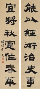 Yan Wu,CALLIGRAPHY COUPLET IN CLERICAL SCRIPT,Sotheby's GB 2018-03-22