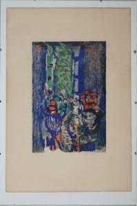 YANKEL Jacob Kikoine 1920-2020,Composition abstraite sur fond bleu,Tradart Deauville FR 2024-03-29