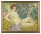 YARROW William Henry Kemble,Nude Reclining in a Patio Garden,New Orleans Auction 2020-03-28