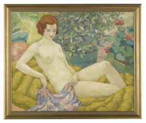 YARROW William Henry Kemble,Nude Reclining in a Patio Garden,New Orleans Auction 2020-05-30