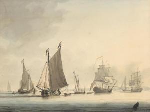 YATES Thomas, Lieutenant,A frigate in Plymouth Sound; Shipping at anchor, P,1790,Bonhams 2020-05-26