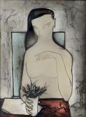 Yatrides Georges 1931-2019,Nude Female Portrait with Flowers in an Interior,1964,Burchard 2020-07-19