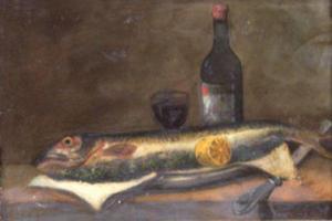 YAZMADJIAN Garabet 1868-1929,Nature morte au plat de poisson,1914,Massol FR 2008-10-27