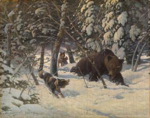 YEVGENY ALEKSANDROVITCH Tikhmenev 1869-1936,Bear Hunt,MacDougall's GB 2015-12-02