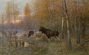 YEVGENY ALEKSANDROVITCH Tikhmenev 1869-1936,Elk in the Forest,MacDougall's GB 2012-11-25