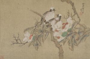 YI REN 1840-1896,Hibiscus and Birds,1885,Bonhams GB 2024-03-19