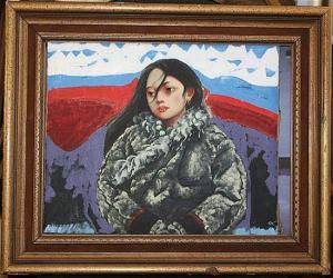 YIFEN Zhen,Portrait of a girl wearing a fur coat,Gorringes GB 2016-02-23